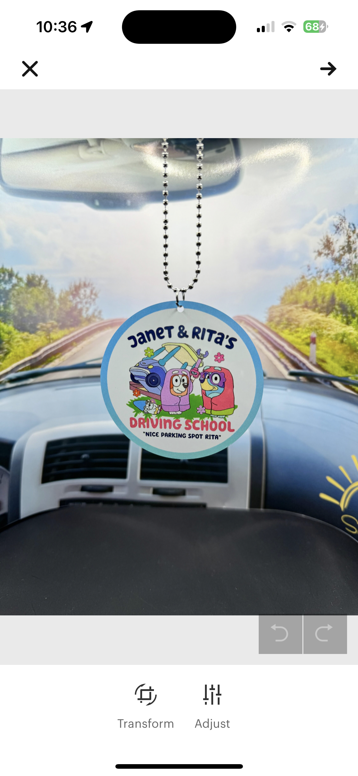 Bluey, Janet and Rita’s Driving School Rear view mirror charm, car accessory