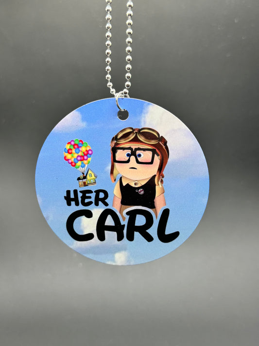 Her Carl, Rear view mirror charm, car accessory
