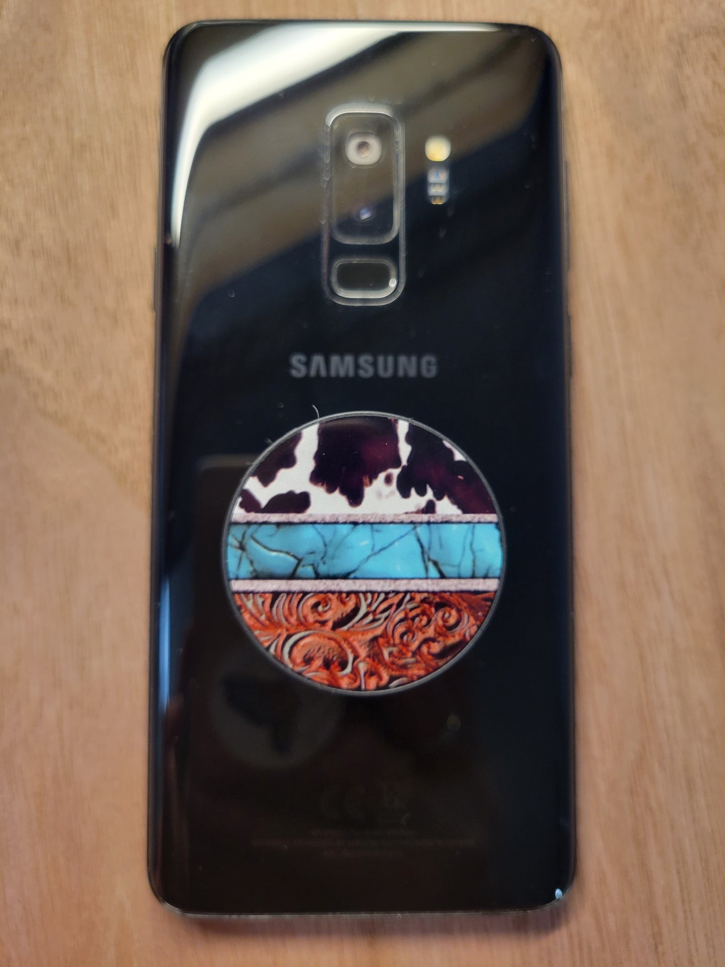 Cow, Turquoise, & Leather Print Phone Grip