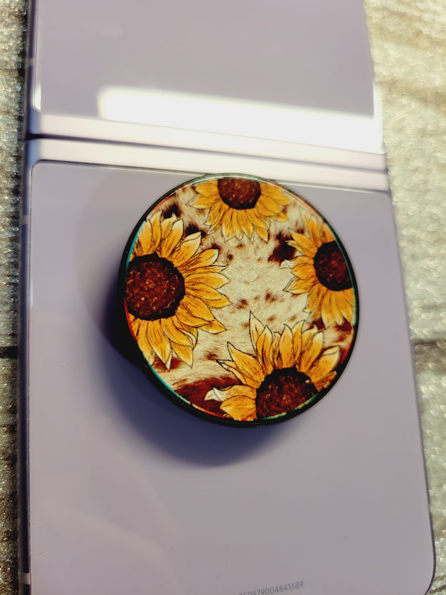 Sunflowers and Cowhide Phone Grip
