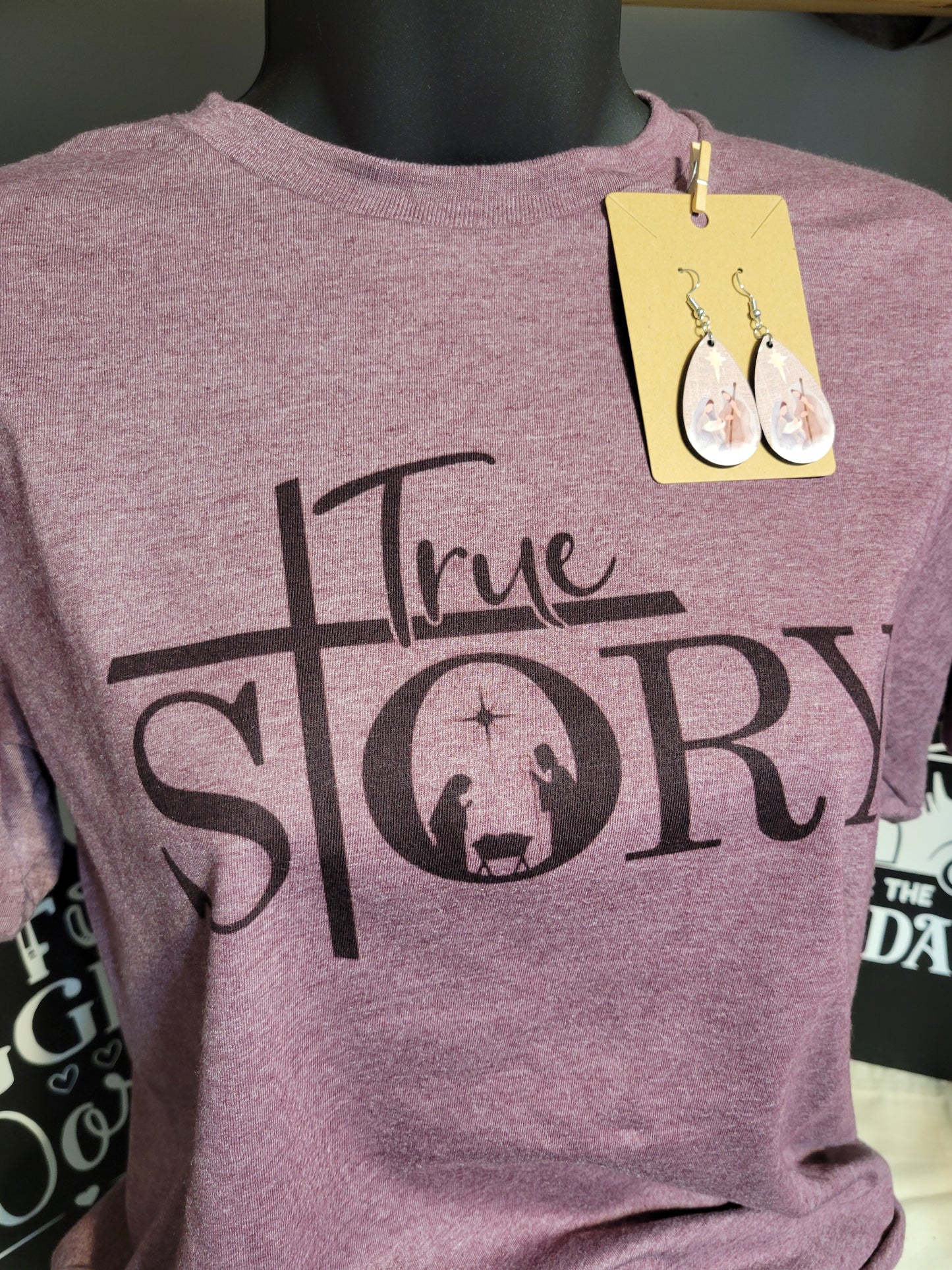 True Story t-shirt with matching earrings