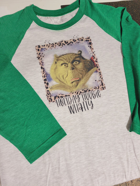 Grinch, Holiday Hoobie Whatty Raglan, 3/4 sleeve shirt