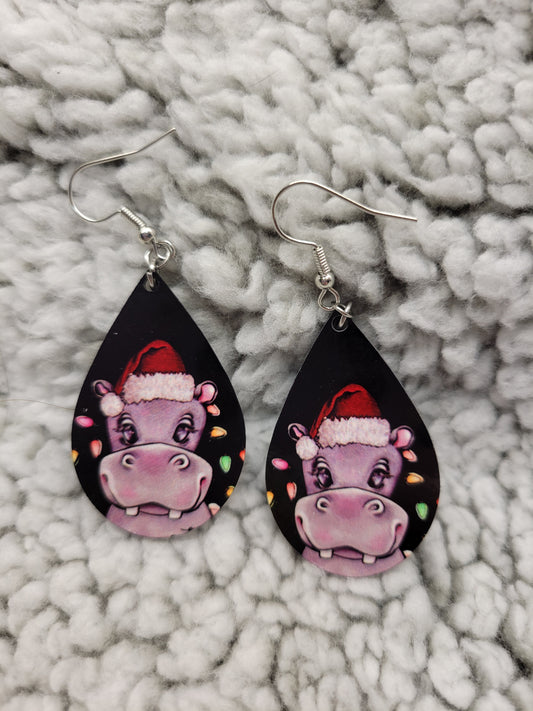 Hippopotamus Earrings in black