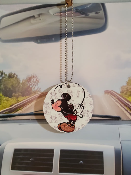 Mickey and Minnie, rear view mirror charm, car accessory