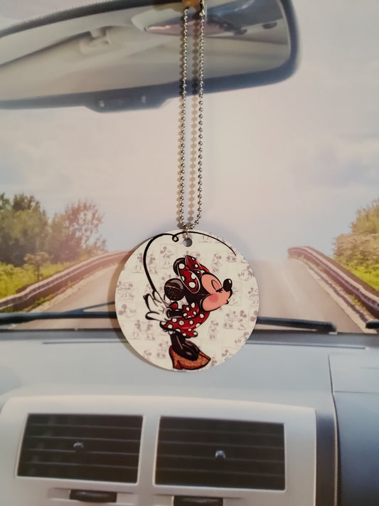 Mickey and Minnie, rear view mirror charm, car accessory