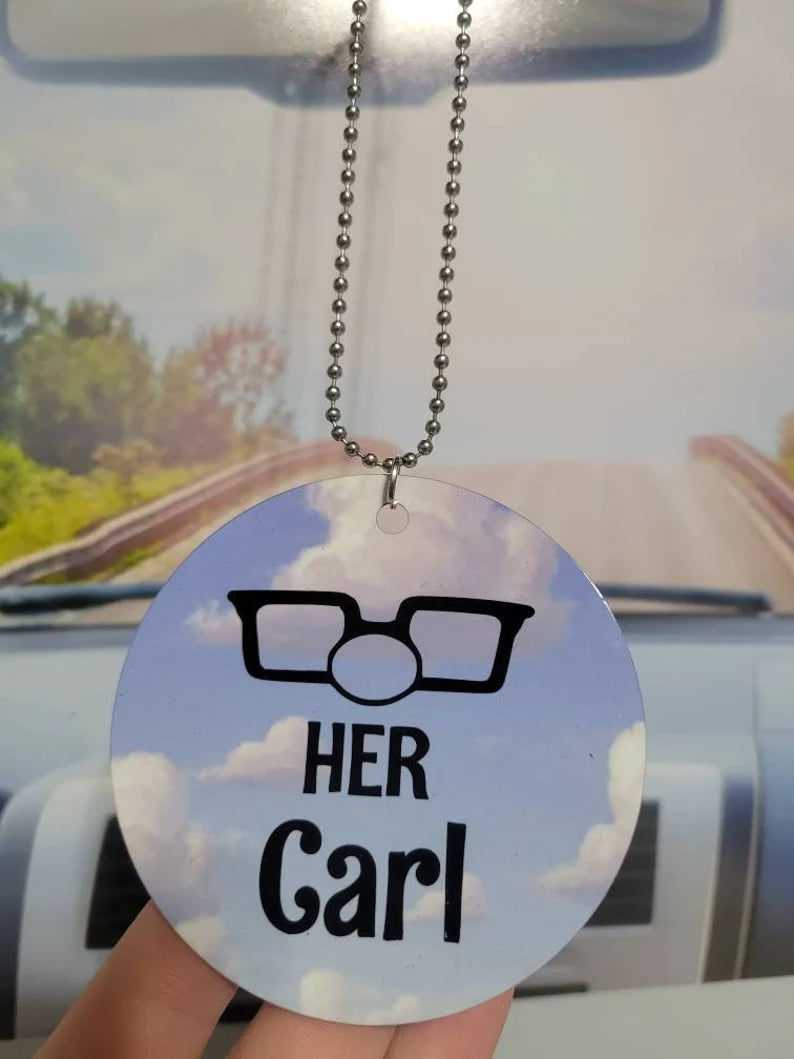 Her Carl, Rear view mirror charm, car accessory