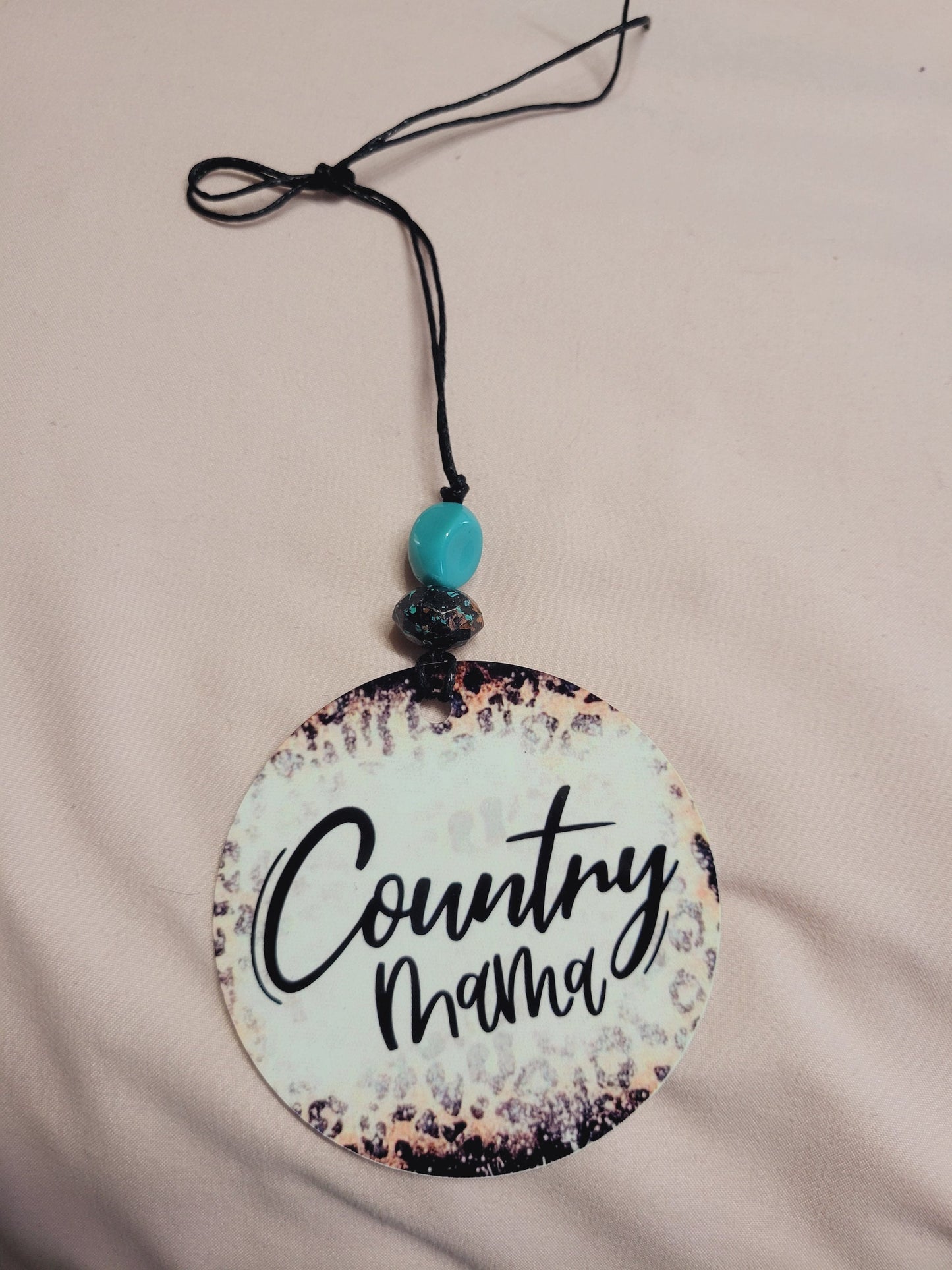 Country Mama, cow rear view mirror charm, car accessory