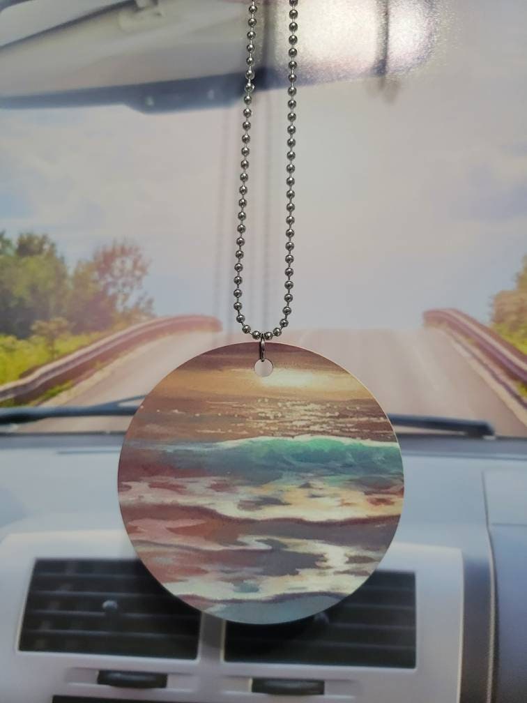 Ohana, ocean, rear view mirror charm, car accessory