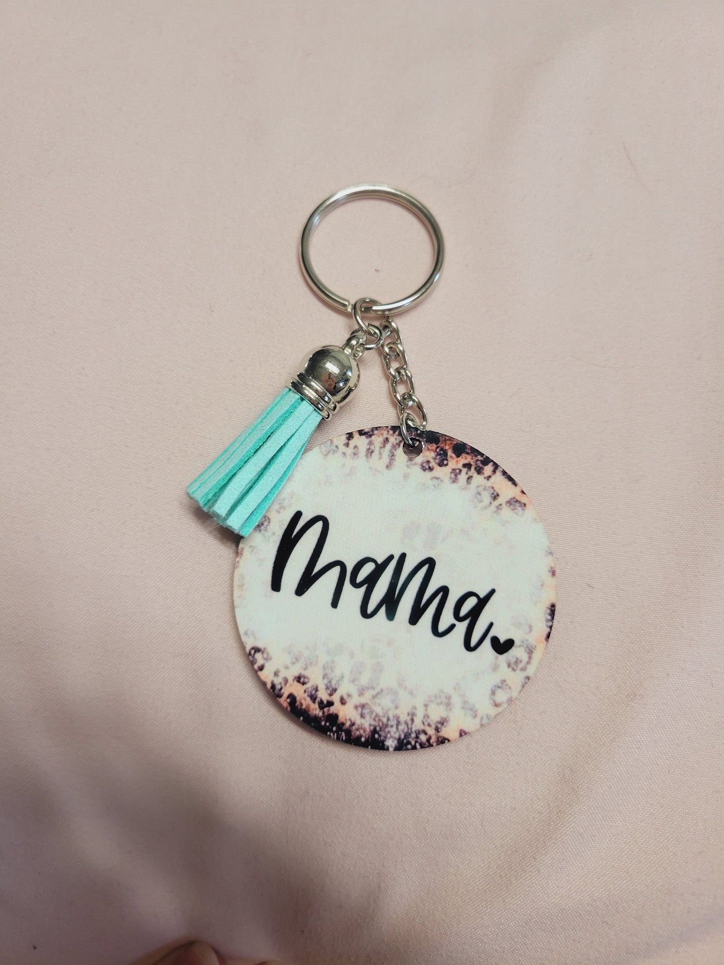 Mama, cheetah, highland cow keychain with tassel