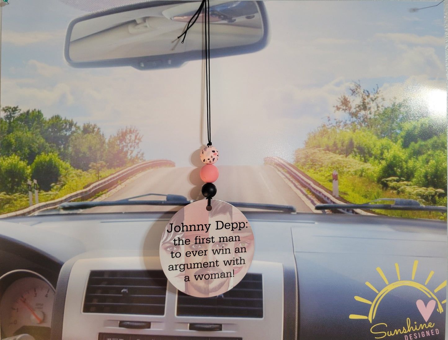 Faces of Johnny Depp rear view mirror charm, car accessory
