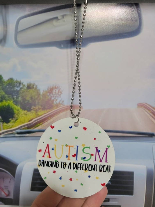 Autism awareness, rear view mirror charm, car accessory