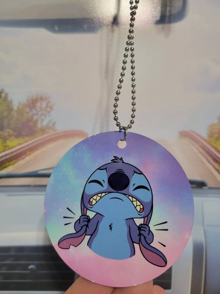 Stitch all stressed out, rear view mirror charm, car accessory