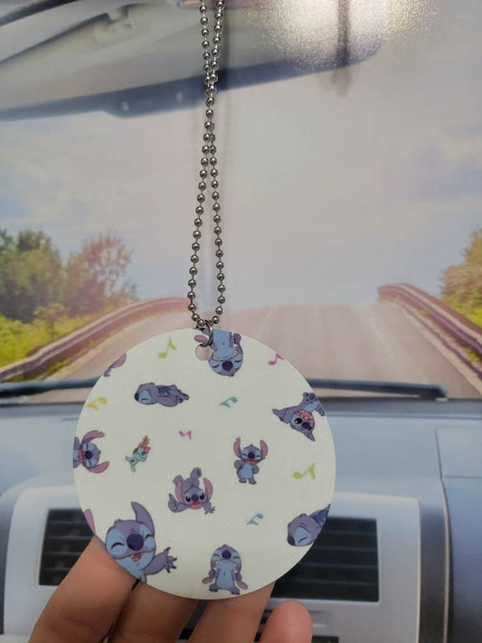 Stitch loves Scrump, rear view mirror charm, car accessory