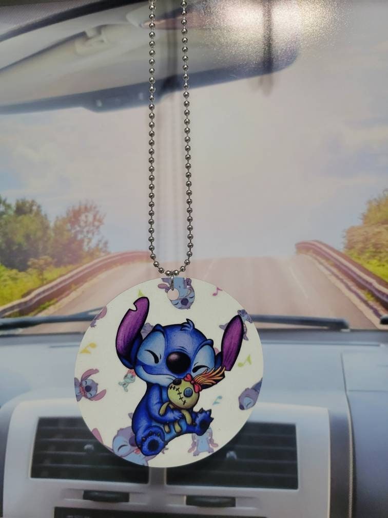 Stitch loves Scrump, rear view mirror charm, car accessory