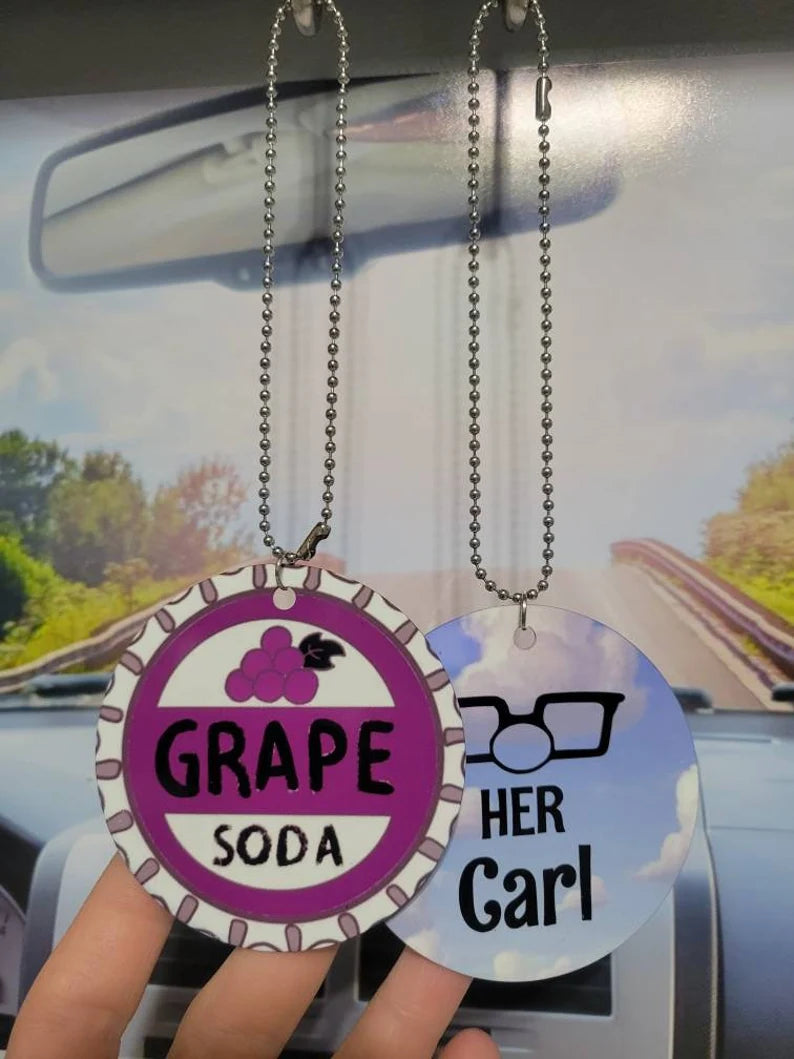 Her Carl, Rear view mirror charm, car accessory